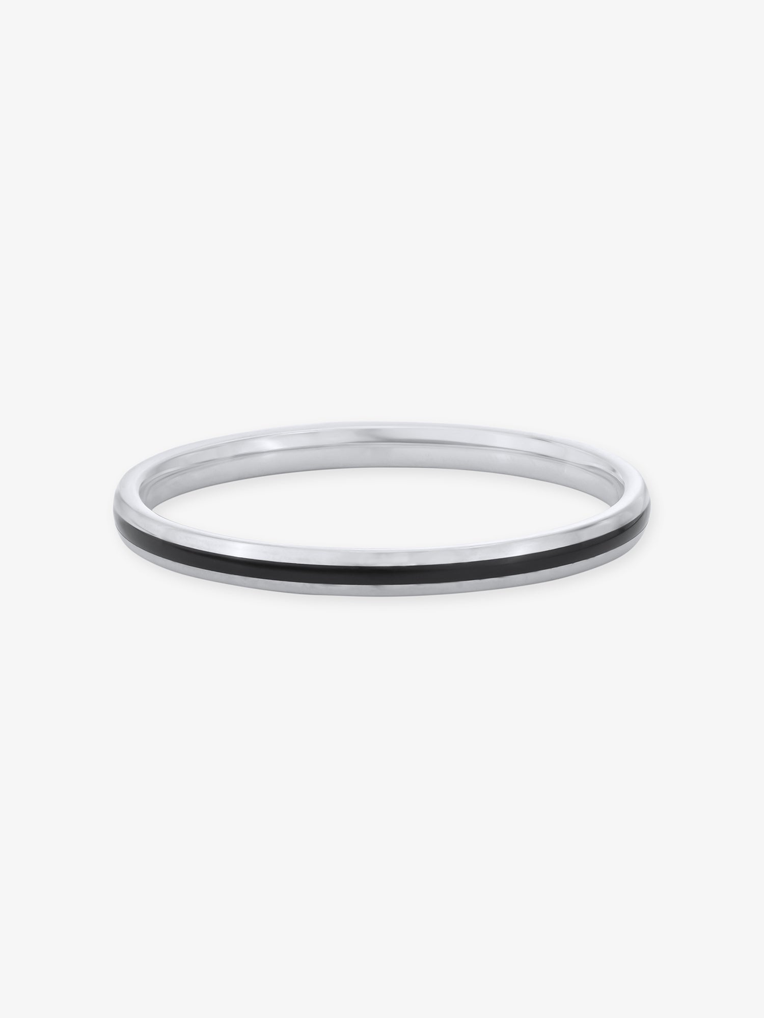 Close‑up of SIJA 925 Silver Black Single Stripe Kids Bangle showing single stripe detailing handcrafted sterling silver jewellery durable accessory