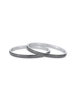 Close‑up of SIJA 925 Silver Black Triple Stripe Kids Bangle showing intricate triple stripe detailing handcrafted sterling silver jewellery durable accessory