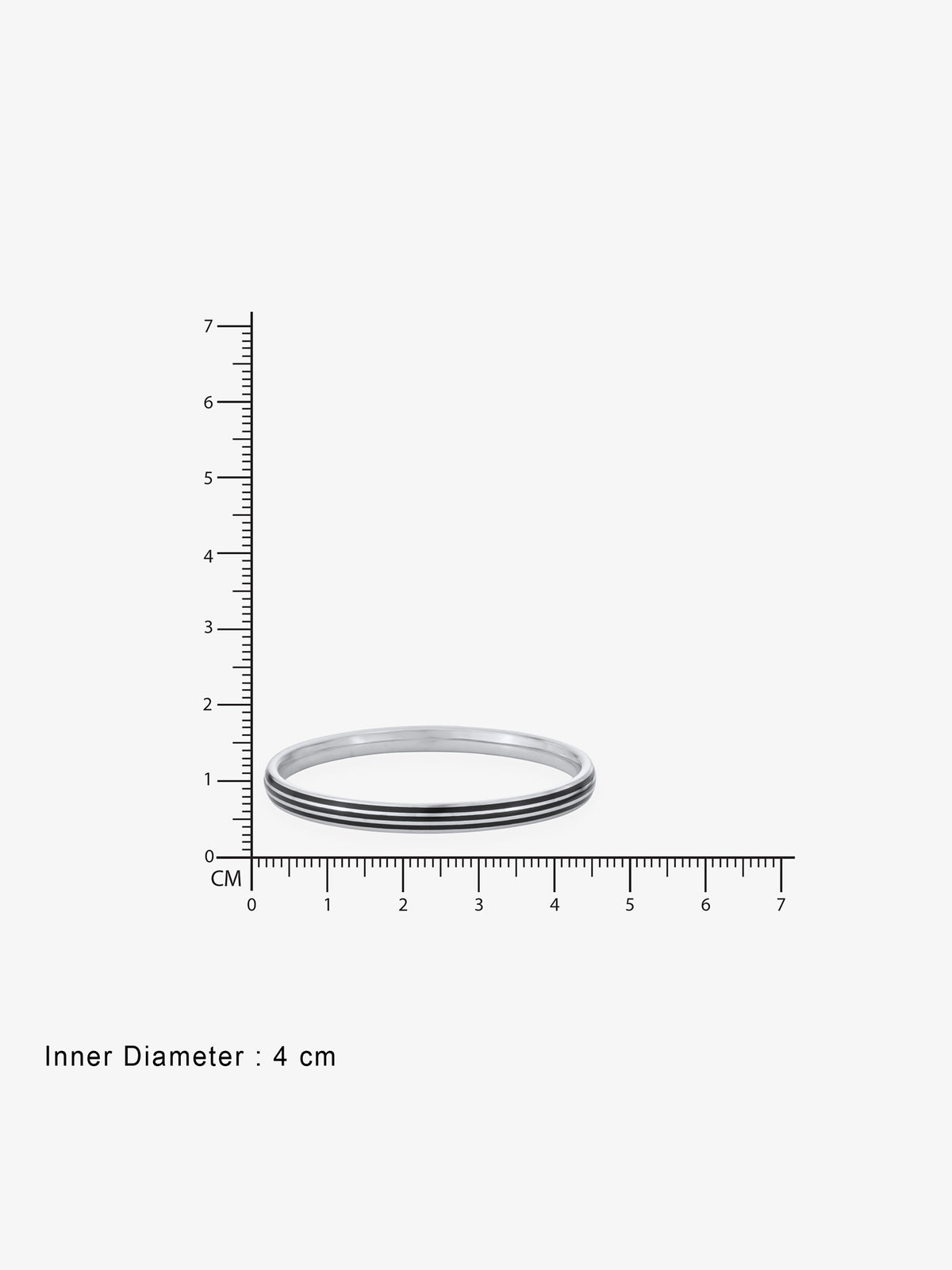 Reverse of SIJA Black Triple Stripe Kids Bangle showing BIS 925 hallmark stamp certified sterling silver jewellery authenticity and quality assurance