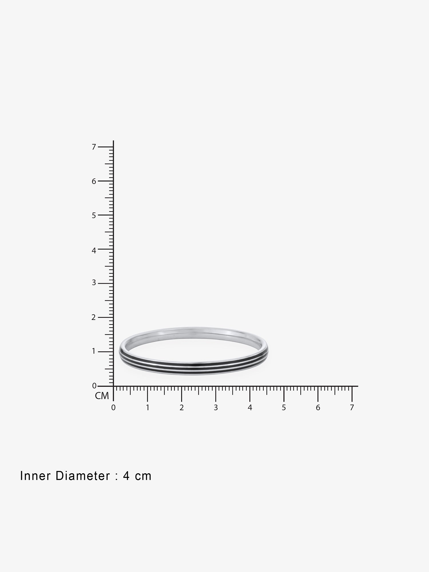 Reverse of SIJA Black Triple Stripe Kids Bangle showing BIS 925 hallmark stamp certified sterling silver jewellery authenticity and quality assurance