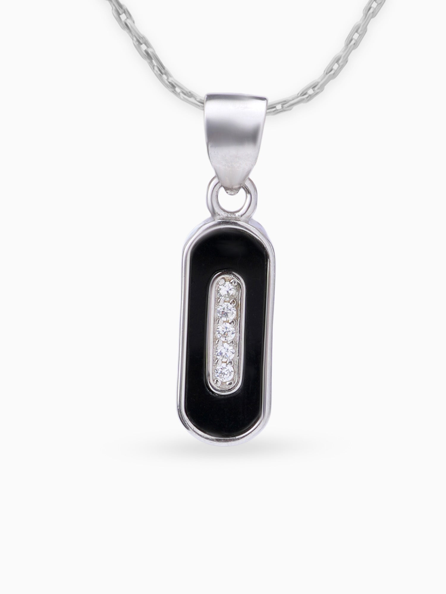 Close up SIJA 925 silver jewellery black white cosmic beam pendant handcrafted premium design versatile accessory for everyday wear and special occasions