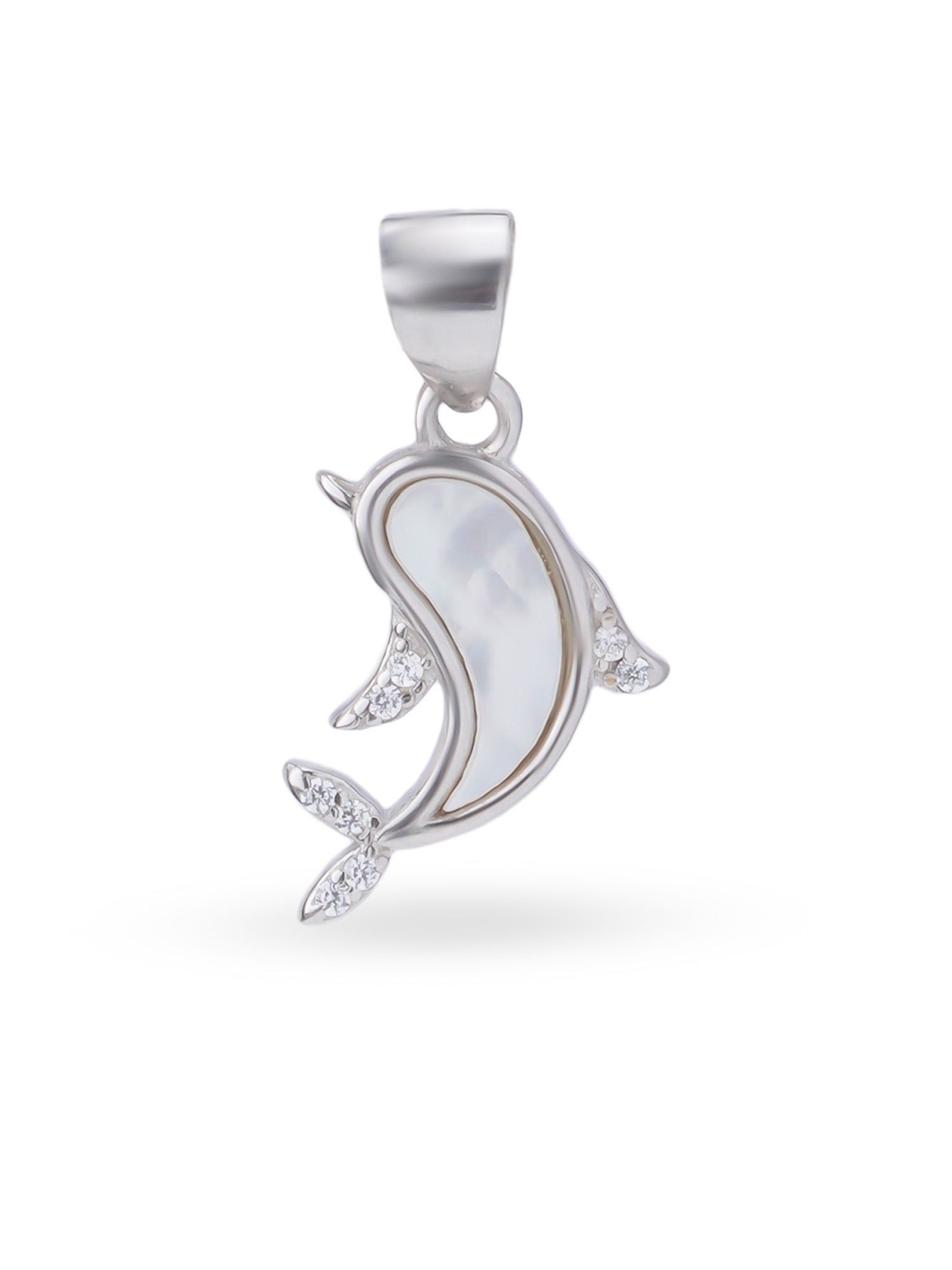 Close up SIJA 925 silver jewellery black white dolphin grace pendant handcrafted premium design versatile accessory for everyday wear and special occasions