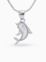 Close up SIJA 925 silver jewellery black white dolphin grace pendant handcrafted premium design versatile accessory for everyday wear and special occasions