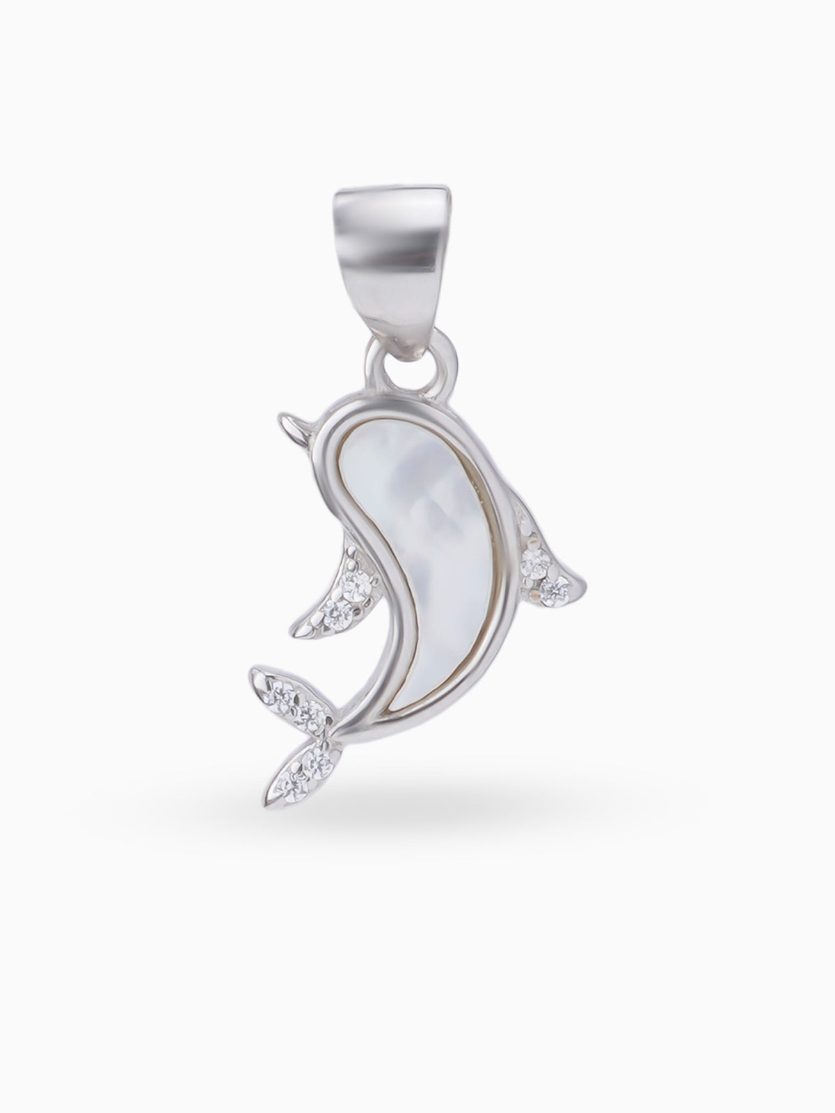 Hero shot SIJA 925 silver jewellery black white dolphin grace pendant BIS hallmarked elegant timeless accessory perfect for weddings festive wear and gifting