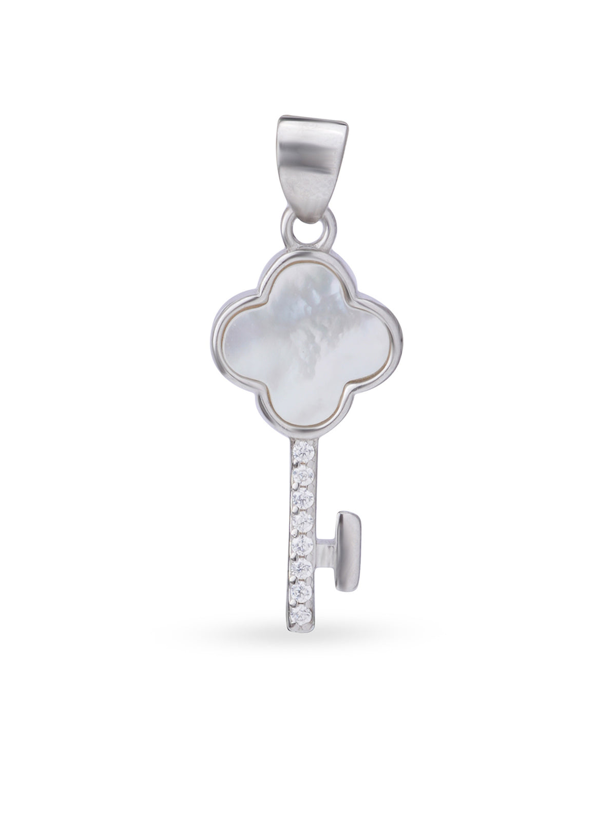 Close up SIJA 925 silver jewellery black white glimmer key pendant handcrafted premium design versatile accessory for everyday wear and special occasions