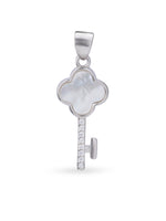 Close up SIJA 925 silver jewellery black white glimmer key pendant handcrafted premium design versatile accessory for everyday wear and special occasions