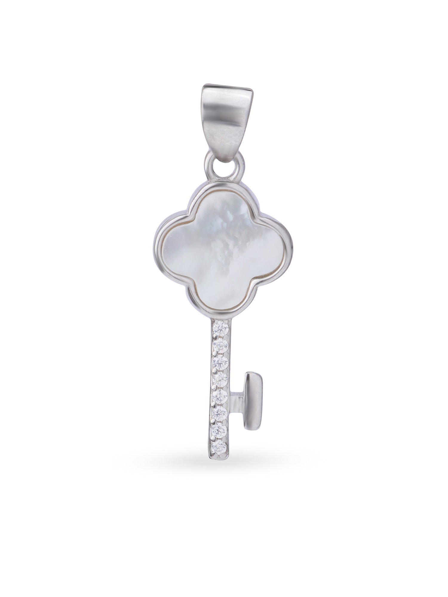 Close up SIJA 925 silver jewellery black white glimmer key pendant handcrafted premium design versatile accessory for everyday wear and special occasions