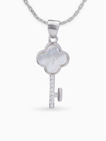 Close up SIJA 925 silver jewellery black white glimmer key pendant handcrafted premium design versatile accessory for everyday wear and special occasions