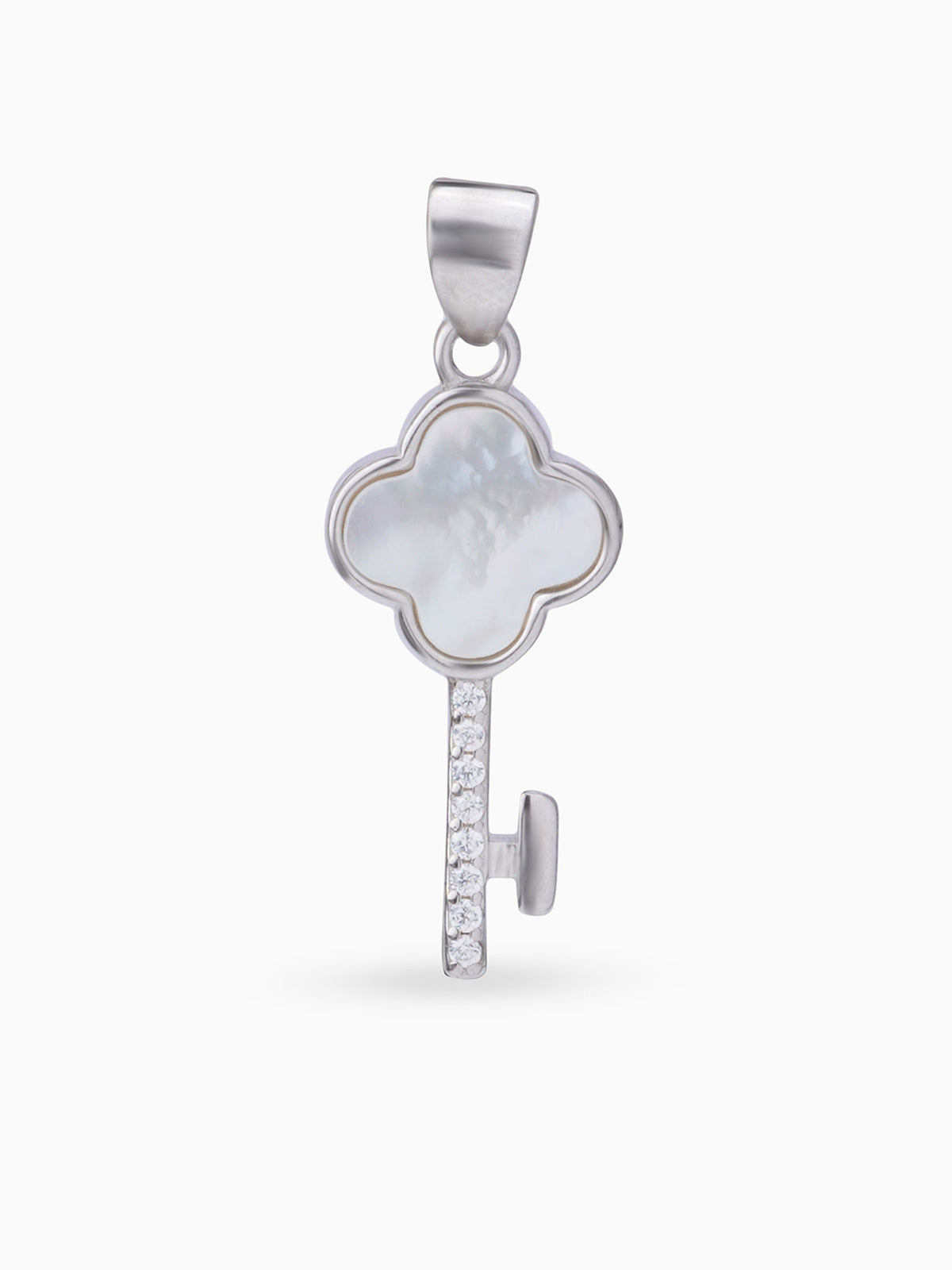 Hero shot SIJA 925 silver jewellery black white glimmer key pendant BIS hallmarked elegant timeless accessory perfect for weddings festive wear and gifting