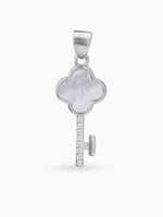 Hero shot SIJA 925 silver jewellery black white glimmer key pendant BIS hallmarked elegant timeless accessory perfect for weddings festive wear and gifting