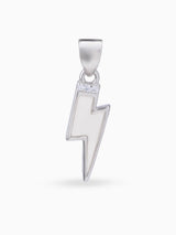 Hero shot SIJA 925 silver jewellery black white lightning bolt pendant BIS hallmarked elegant timeless accessory perfect for weddings festive wear and gifting