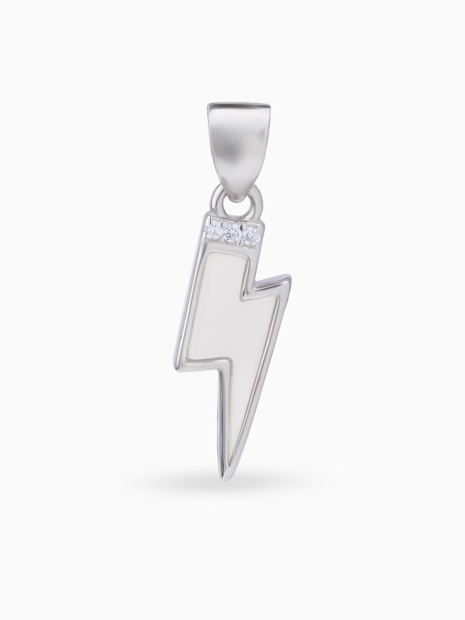Hero shot SIJA 925 silver jewellery black white lightning bolt pendant BIS hallmarked elegant timeless accessory perfect for weddings festive wear and gifting