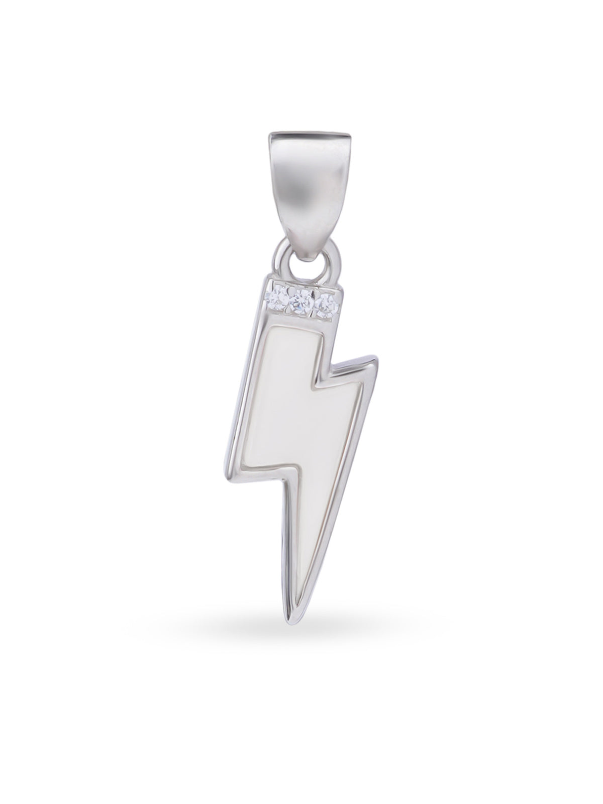 Close up SIJA 925 silver jewellery black white lightning bolt pendant handcrafted premium design versatile accessory for everyday wear and special occasions