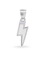 Close up SIJA 925 silver jewellery black white lightning bolt pendant handcrafted premium design versatile accessory for everyday wear and special occasions