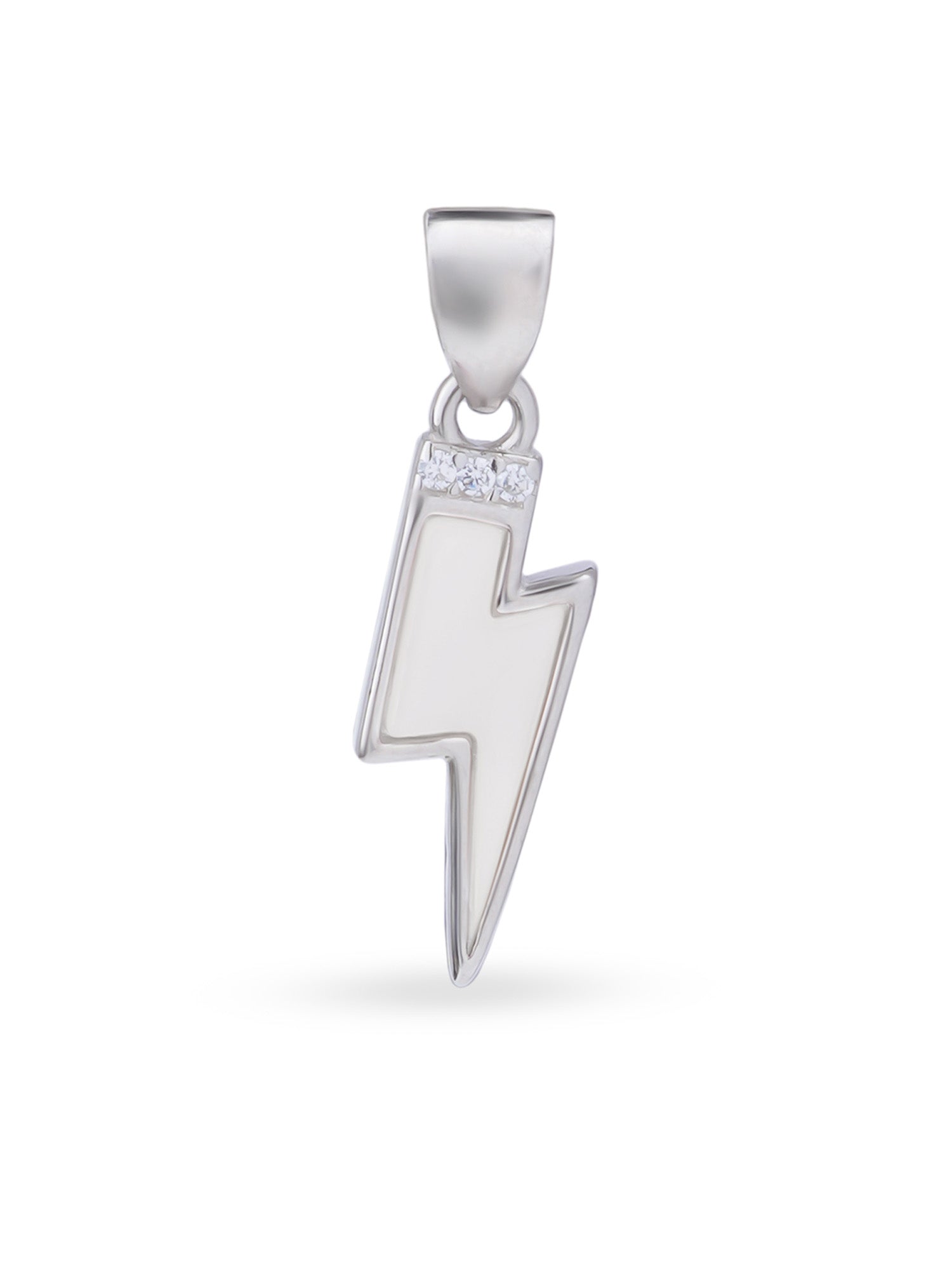 Close up SIJA 925 silver jewellery black white lightning bolt pendant handcrafted premium design versatile accessory for everyday wear and special occasions