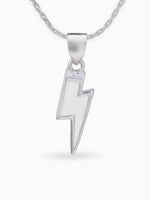 Close up SIJA 925 silver jewellery black white lightning bolt pendant handcrafted premium design versatile accessory for everyday wear and special occasions