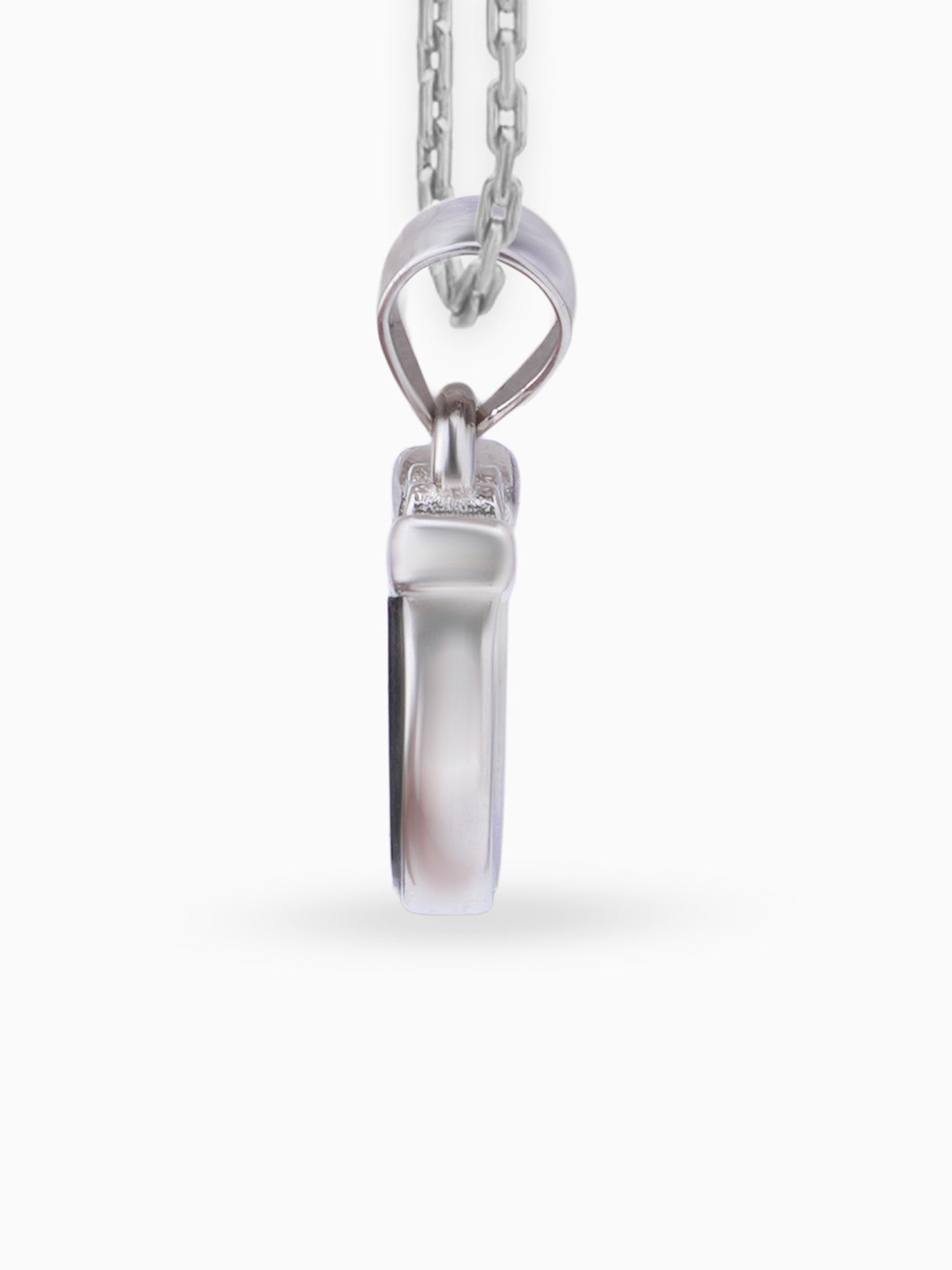 Side view SIJA 925 silver jewellery black white lucky heart pendant stylish handcrafted accessory perfect for weddings parties anniversaries and festive wear