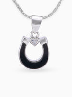Close up SIJA 925 silver jewellery black white lucky heart pendant handcrafted premium design versatile accessory for everyday wear and special occasions