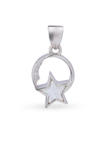 Close up SIJA 925 silver jewellery black white lunar star pendant handcrafted premium design versatile accessory for everyday wear and special occasions