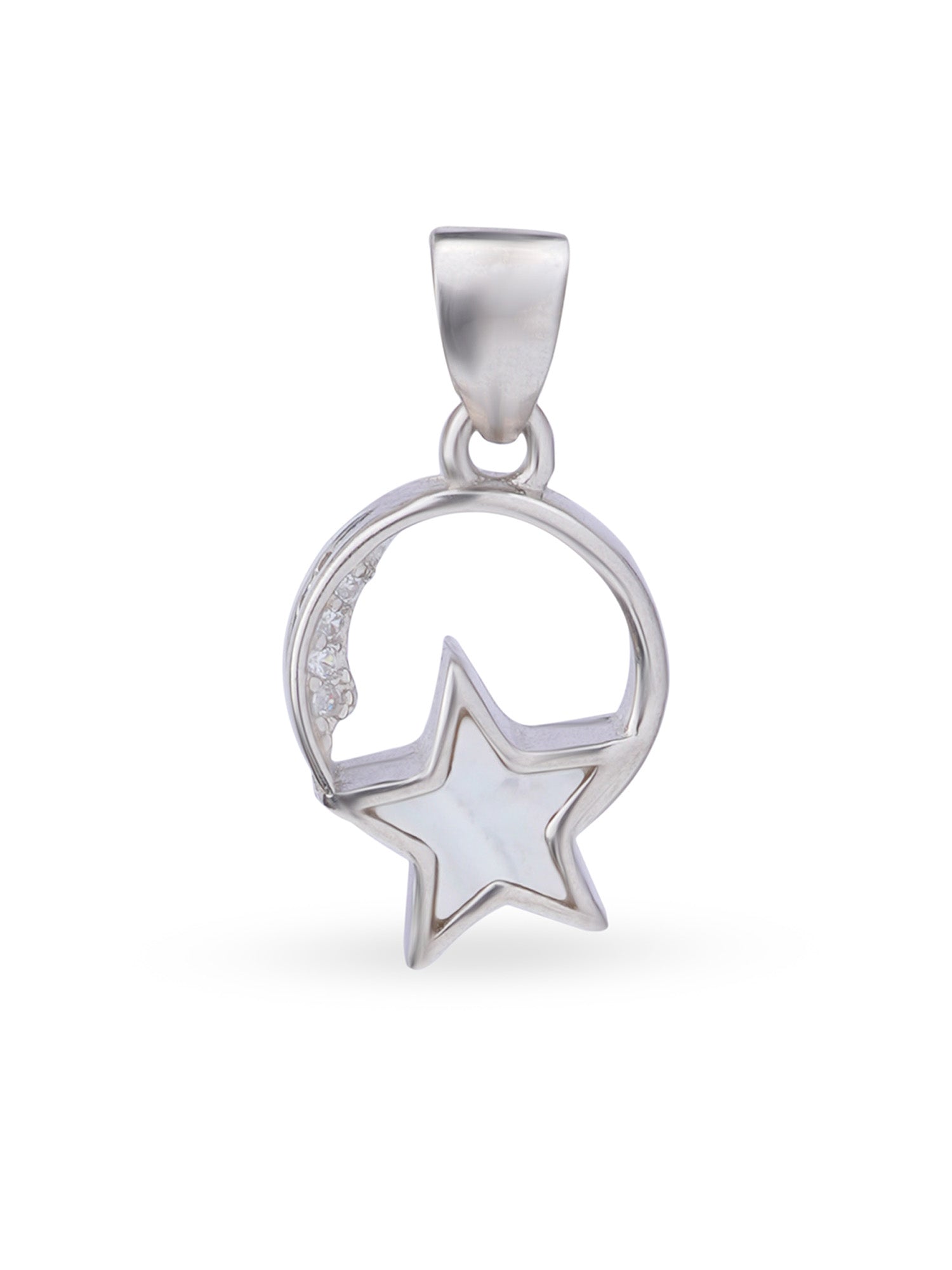 Close up SIJA 925 silver jewellery black white lunar star pendant handcrafted premium design versatile accessory for everyday wear and special occasions