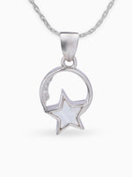 Close up SIJA 925 silver jewellery black white lunar star pendant handcrafted premium design versatile accessory for everyday wear and special occasions