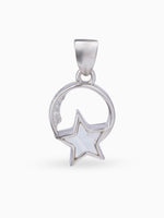 Hero shot SIJA 925 silver jewellery black white lunar star pendant BIS hallmarked elegant timeless accessory perfect for weddings festive wear and gifting
