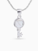 Close up SIJA 925 silver jewellery black white memory key pendant handcrafted premium design versatile accessory for everyday wear and special occasions
