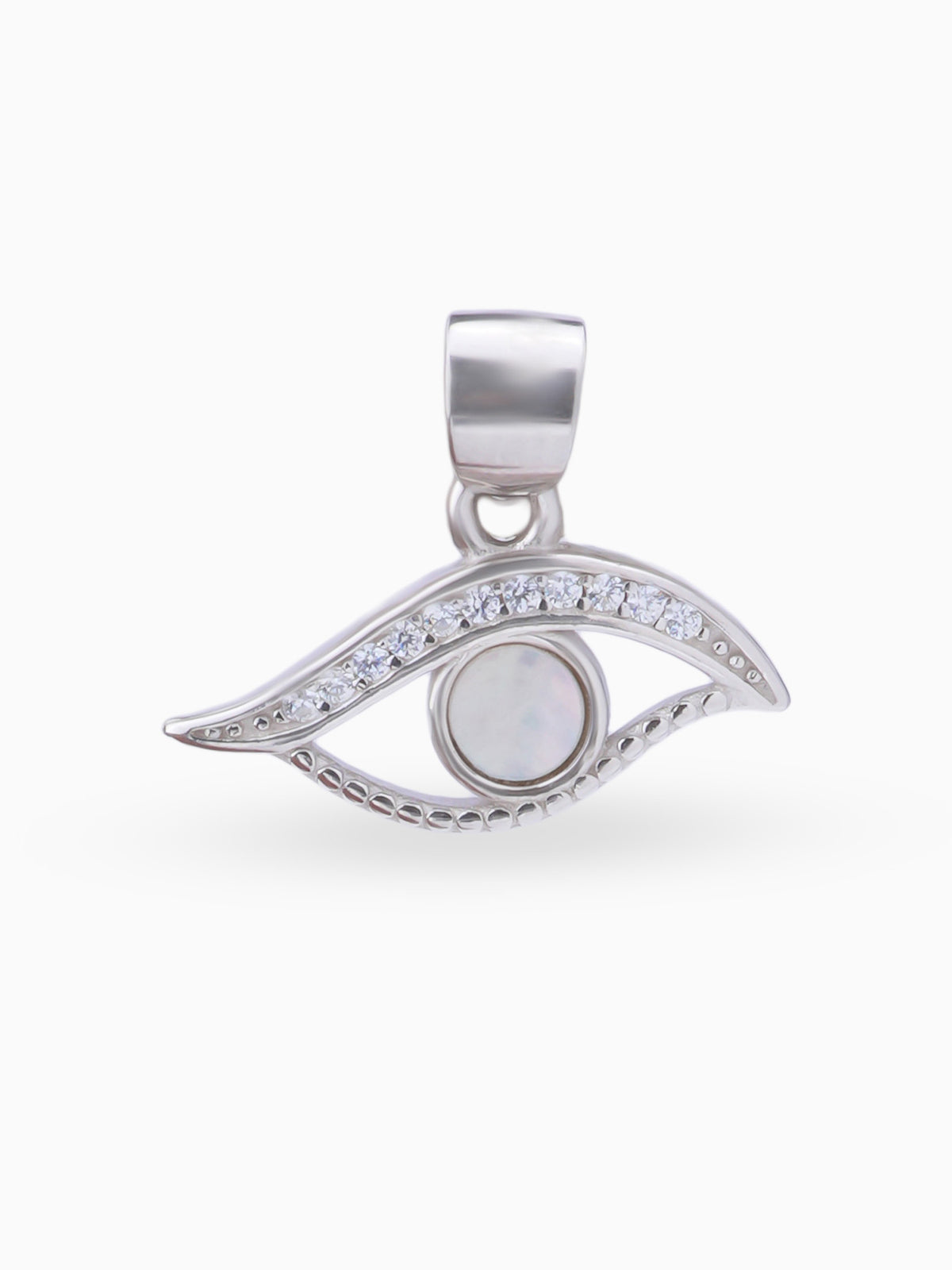 Hero shot SIJA 925 silver jewellery black white mystic eye pendant BIS hallmarked elegant timeless accessory perfect for weddings festive wear and gifting