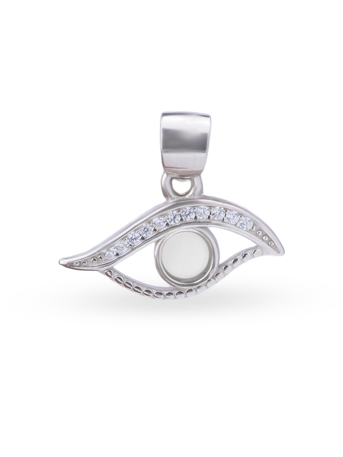 Close up SIJA 925 silver jewellery black white mystic eye pendant handcrafted premium design versatile accessory for everyday wear and special occasions