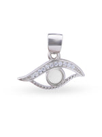 Close up SIJA 925 silver jewellery black white mystic eye pendant handcrafted premium design versatile accessory for everyday wear and special occasions
