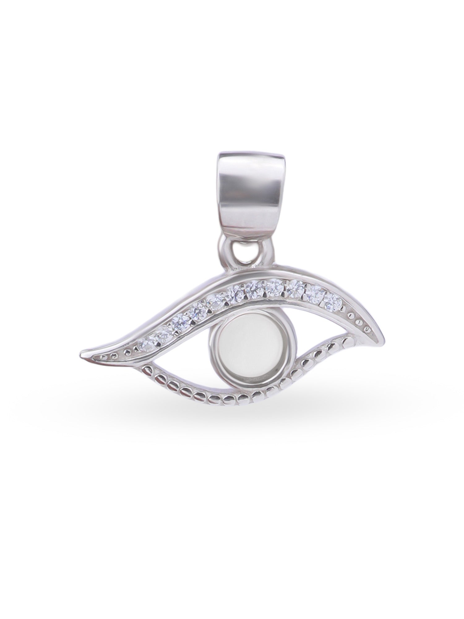 Close up SIJA 925 silver jewellery black white mystic eye pendant handcrafted premium design versatile accessory for everyday wear and special occasions