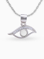 Close up SIJA 925 silver jewellery black white mystic eye pendant handcrafted premium design versatile accessory for everyday wear and special occasions
