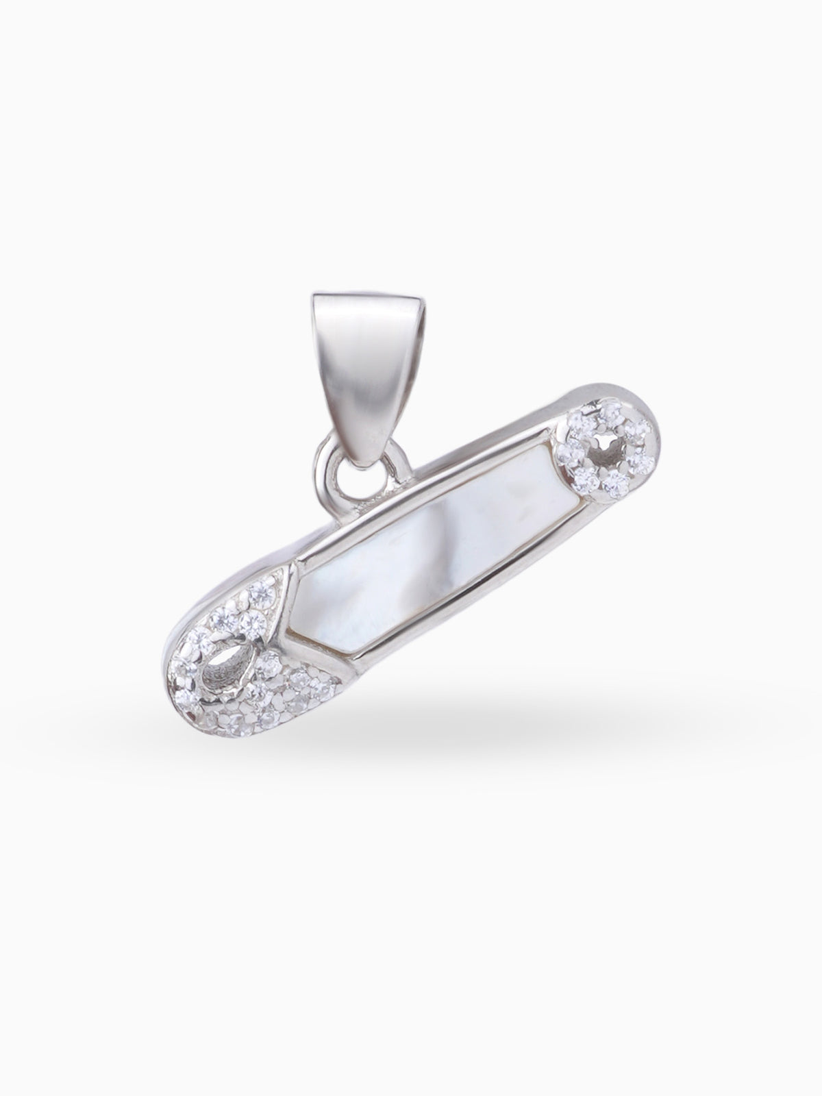 Hero shot SIJA 925 silver jewellery black white safety pin pendant BIS hallmarked elegant timeless accessory perfect for weddings festive wear and gifting