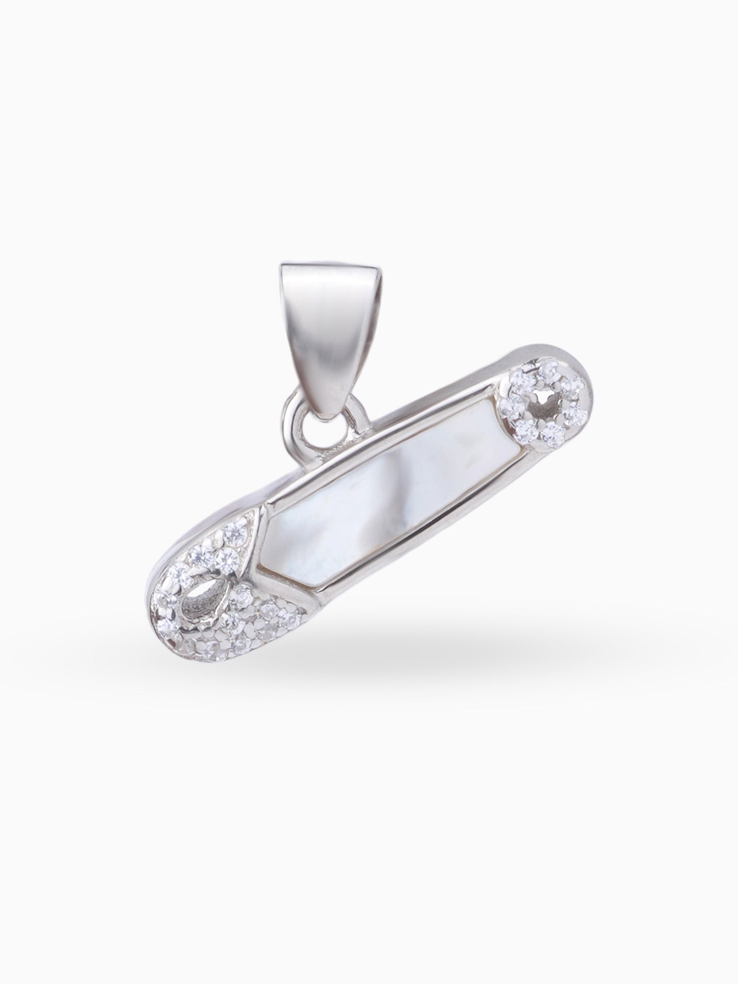 Hero shot SIJA 925 silver jewellery black white safety pin pendant BIS hallmarked elegant timeless accessory perfect for weddings festive wear and gifting