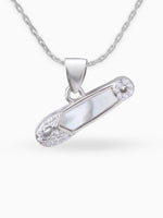 Detailed close up SIJA 925 silver jewellery black white safety pin pendant BIS hallmarked premium handcrafted accessory perfect for festive occasions and anniversaries