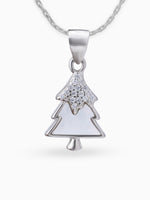 Close up SIJA 925 silver jewellery black white sparkle tree pendant handcrafted premium design versatile accessory for everyday wear and special occasions