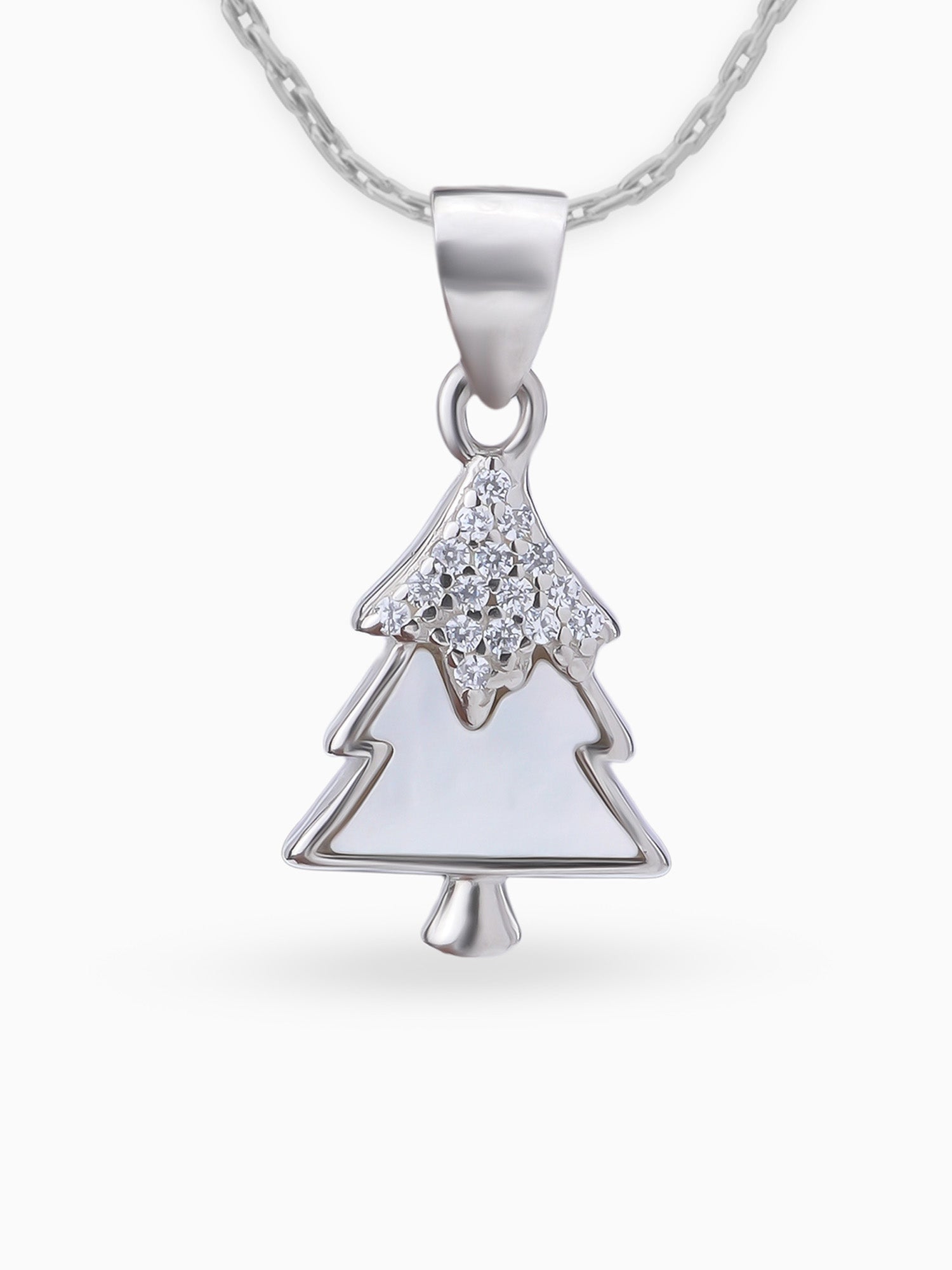 Close up SIJA 925 silver jewellery black white sparkle tree pendant handcrafted premium design versatile accessory for everyday wear and special occasions
