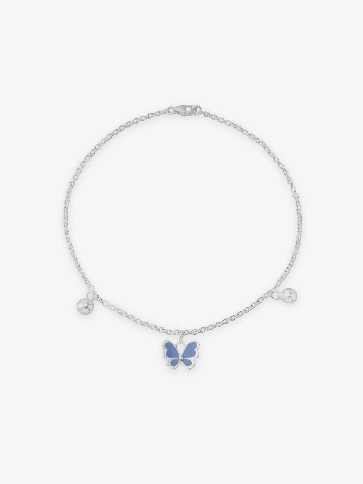 SIJA 925 Silver Blue Butterfly Jingle Anklet sterling silver jewellery elegant hero shot