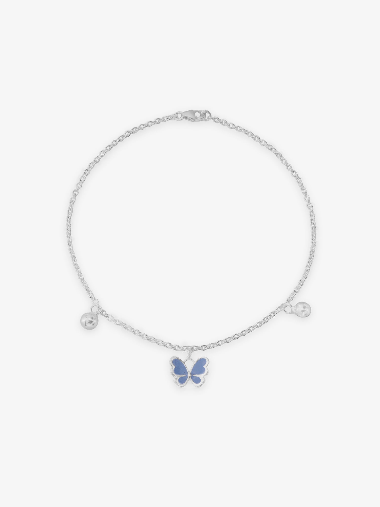 SIJA 925 Silver Blue Butterfly Jingle Anklet sterling silver jewellery elegant hero shot