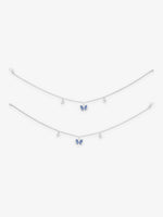 Detailed close up of SIJA 925 Silver Blue Butterfly Jingle Anklet highlighting blue butterfly charm craftsmanship