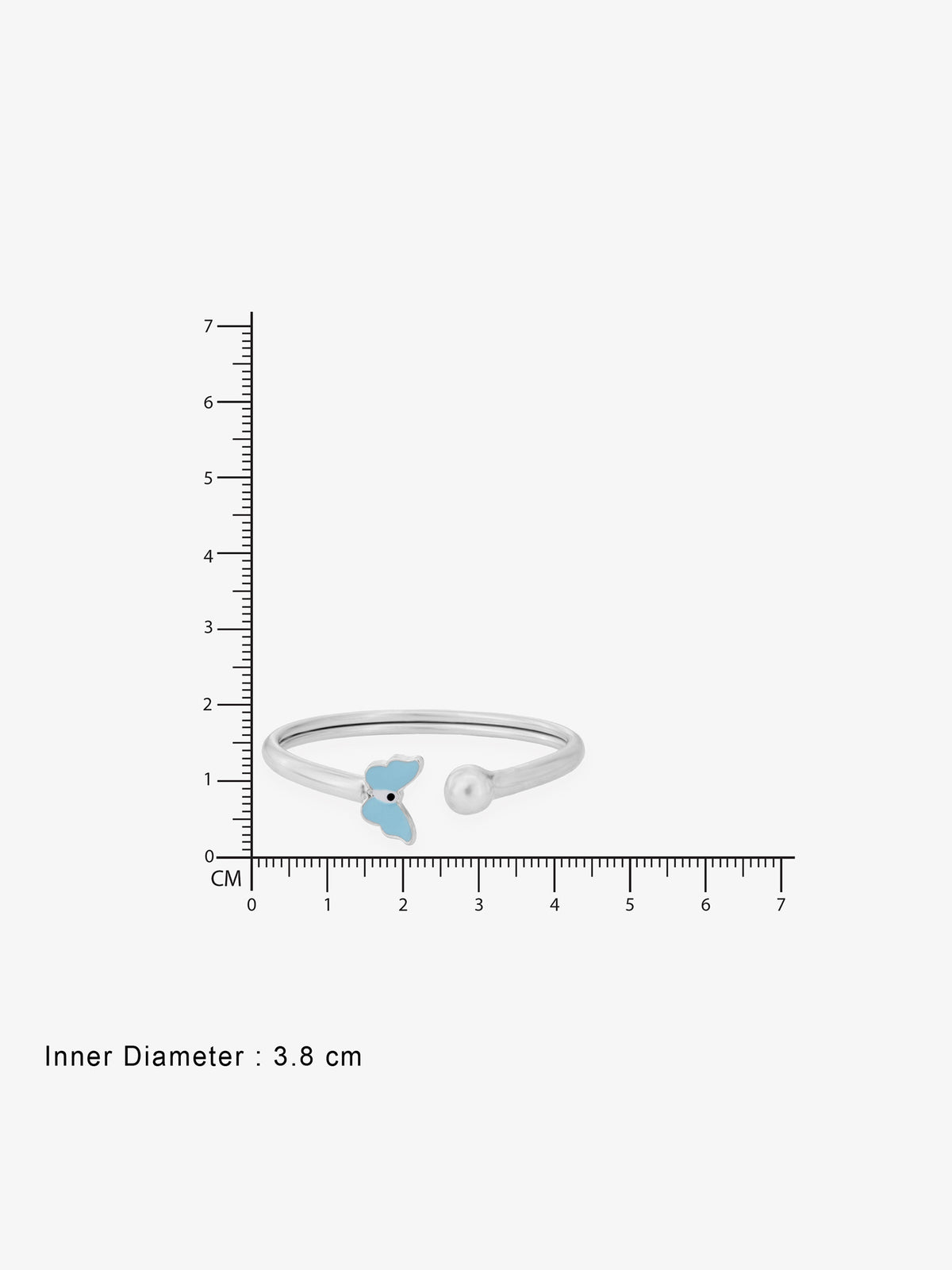Reverse of SIJA Kids Bracelet with Butterfly Charm showing BIS 925 hallmark stamp certified sterling silver jewellery authenticity and quality assurance