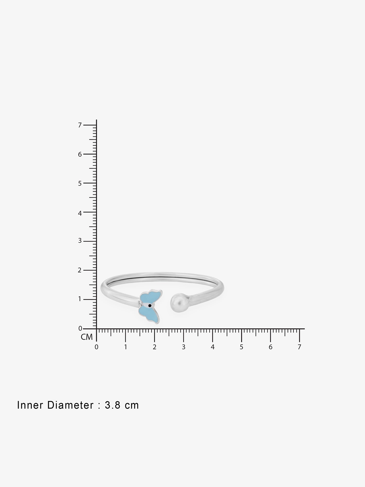 Reverse of SIJA Kids Bracelet with Butterfly Charm showing BIS 925 hallmark stamp certified sterling silver jewellery authenticity and quality assurance