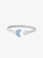 Close‑up of SIJA 925 Silver Kids Bracelet showing enamel butterfly charm detailing handcrafted sterling silver jewellery fun accessory for children