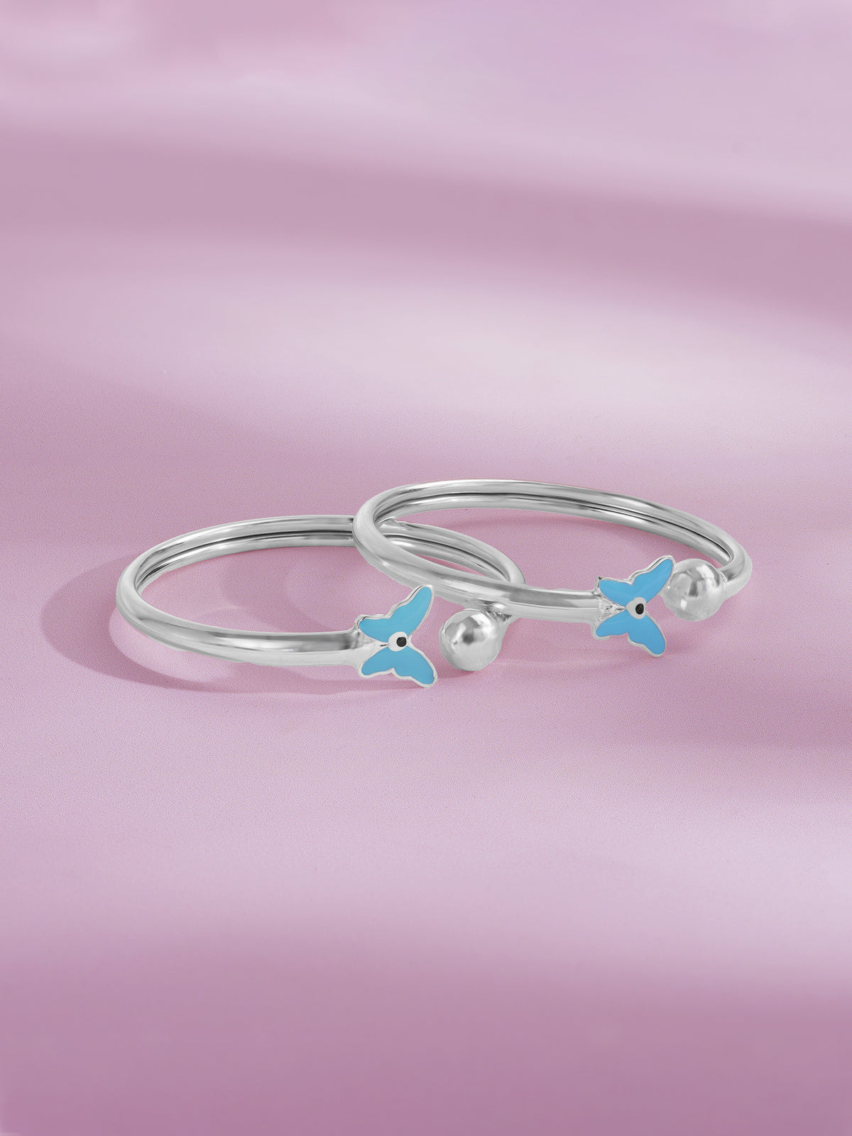 Close‑up of SIJA 925 Silver Kids Bracelet showing enamel butterfly charm detailing handcrafted sterling silver jewellery fun accessory for children