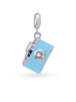 Hero shot SIJA 925 silver jewellery blue camera charm BIS hallmarked playful accessory perfect for birthdays festive wear and gifting