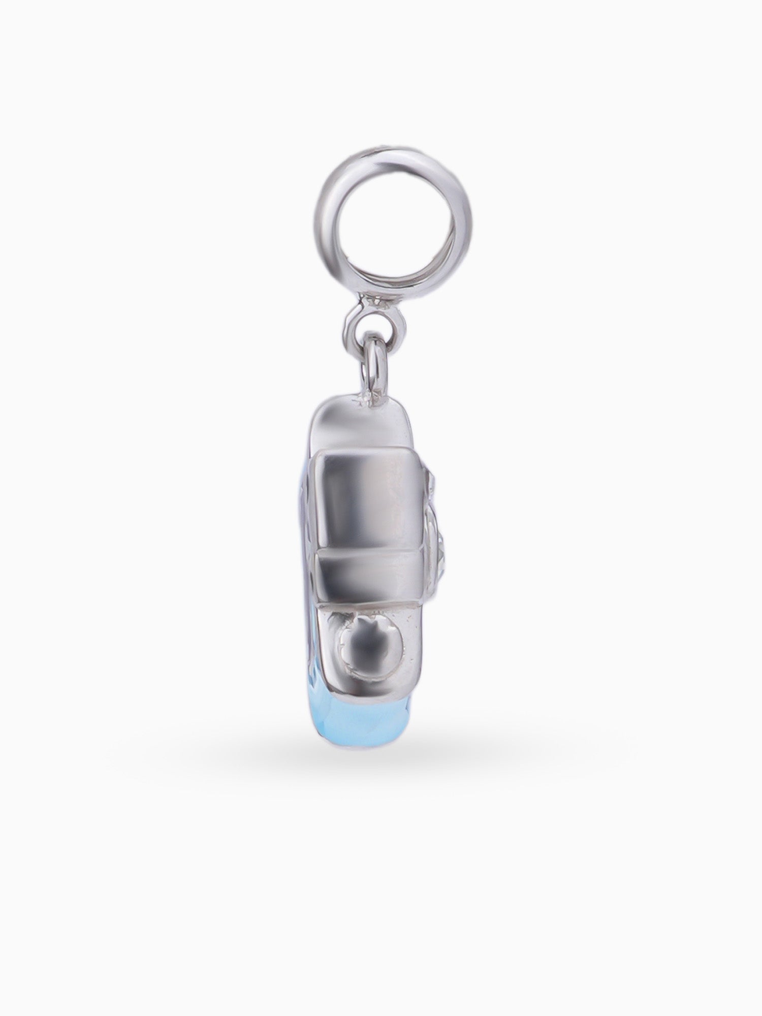 Side view SIJA 925 silver jewellery blue camera charm stylish handcrafted accessory perfect for parties anniversaries and festive wear