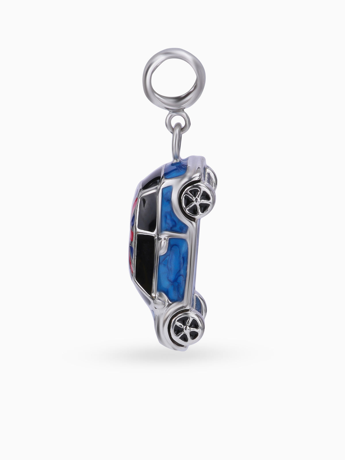 Side view SIJA 925 silver jewellery blue car charm stylish handcrafted accessory perfect for weddings parties anniversaries and festive wear