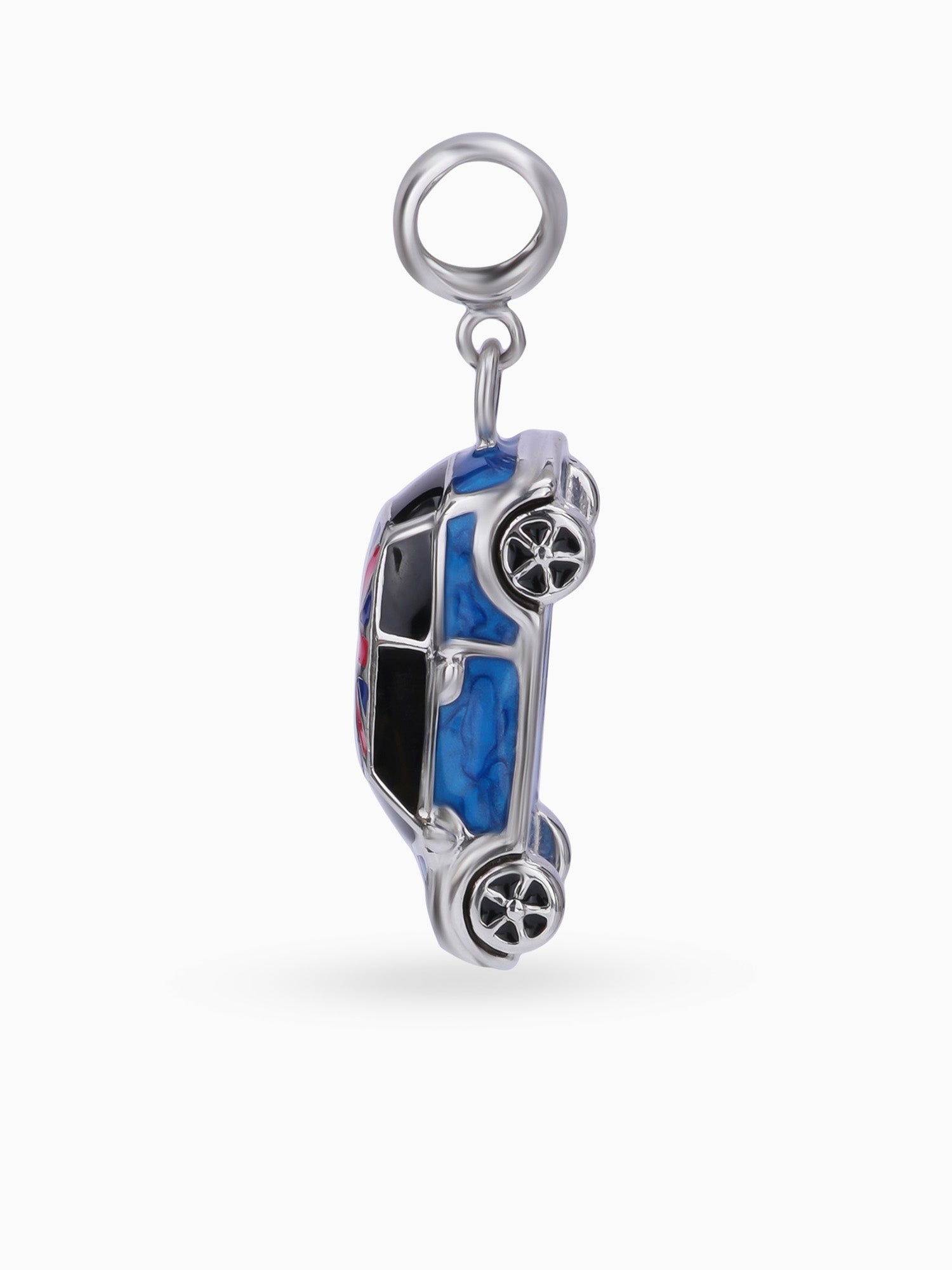 Side view SIJA 925 silver jewellery blue car charm stylish handcrafted accessory perfect for weddings parties anniversaries and festive wear