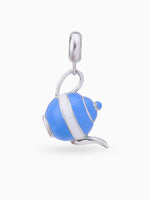 Close up SIJA 925 silver jewellery blue cup charm handcrafted premium design versatile accessory for everyday wear and special occasions