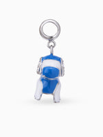 Side view SIJA 925 silver jewellery blue dog charm stylish handcrafted accessory perfect for parties anniversaries and festive wear